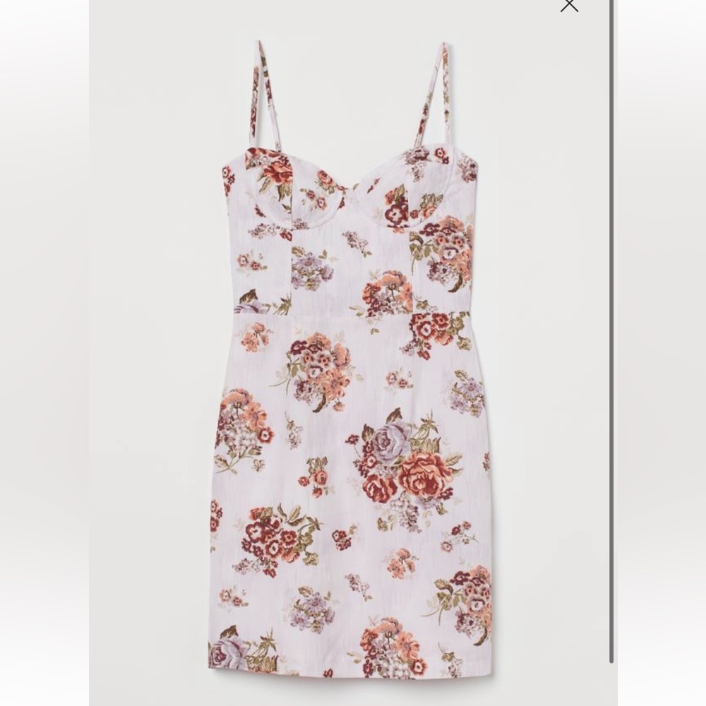 HM x Brock Collection White Floral Corset Mini dress
